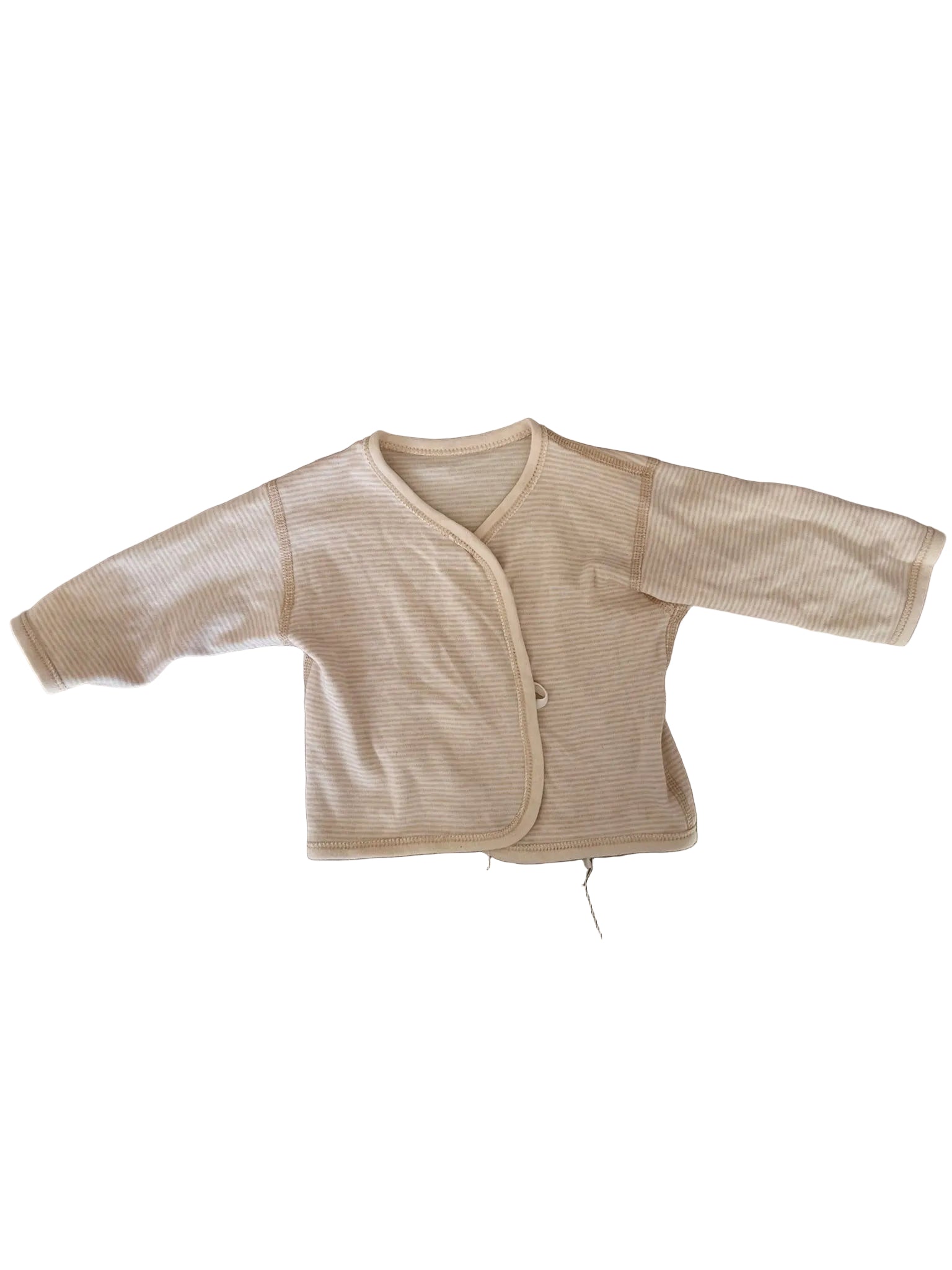Brassière bébé cache-cœur – Rayures beige naturel