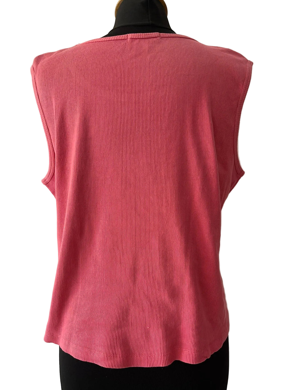 Débardeur côtelé rose à motif sequins
