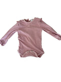 Body bébé manches longues – Rayures roses volantées