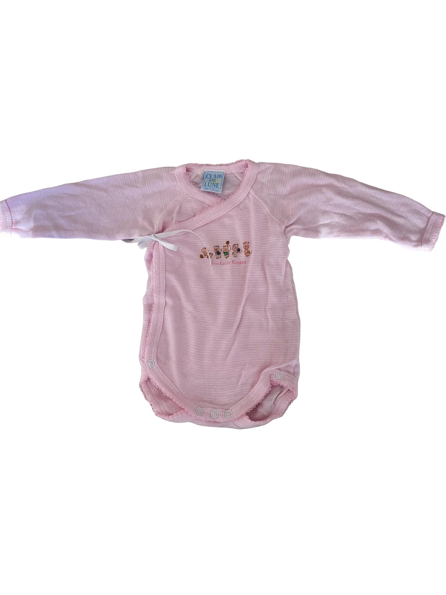 Body bébé cache-cœur Clair de Lune – Rose rayé Five Little Kittens