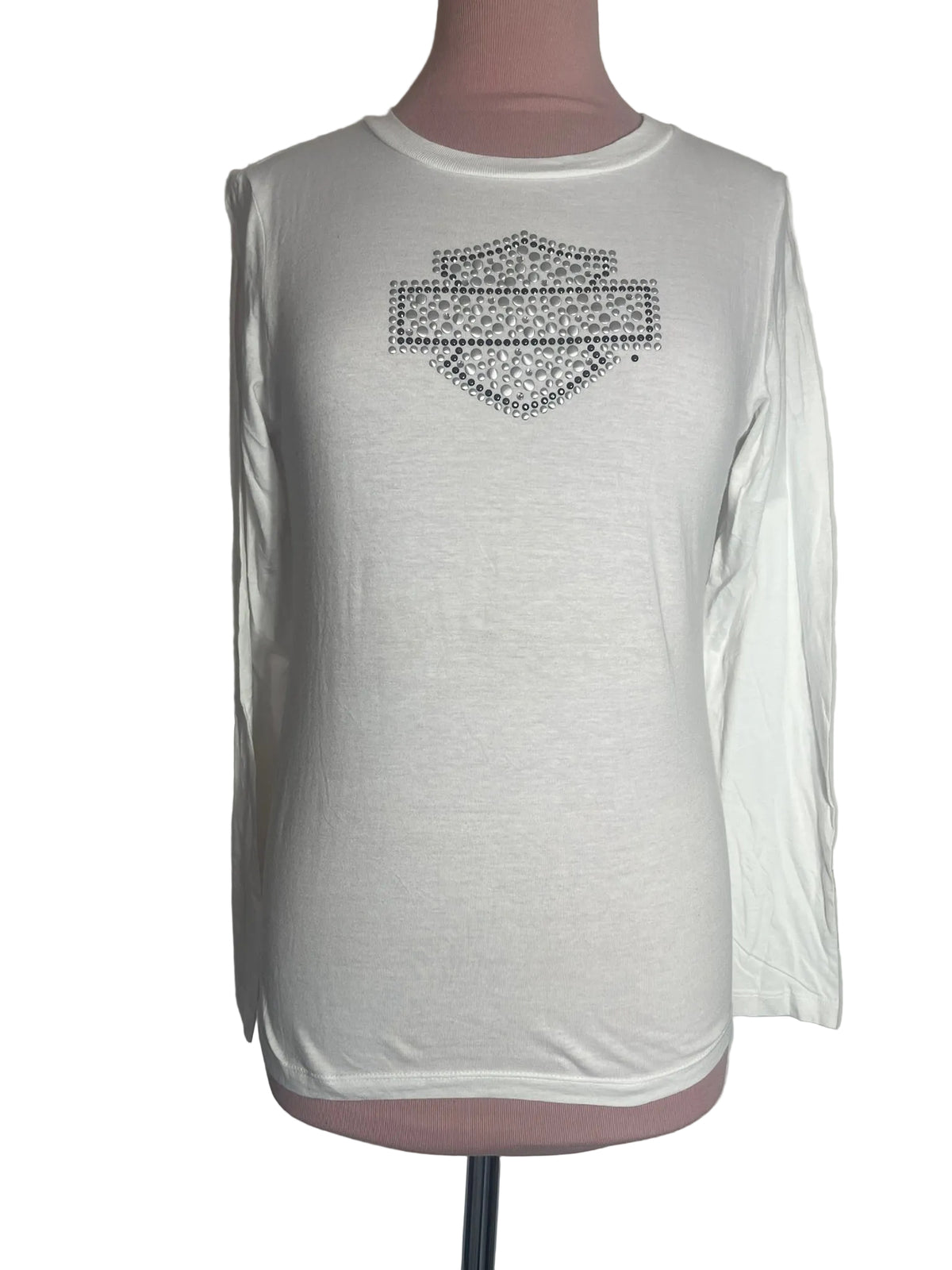 T-shirt blanc à logo strass