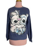 Sweat bleu marine imprimé peluche bleue et rose