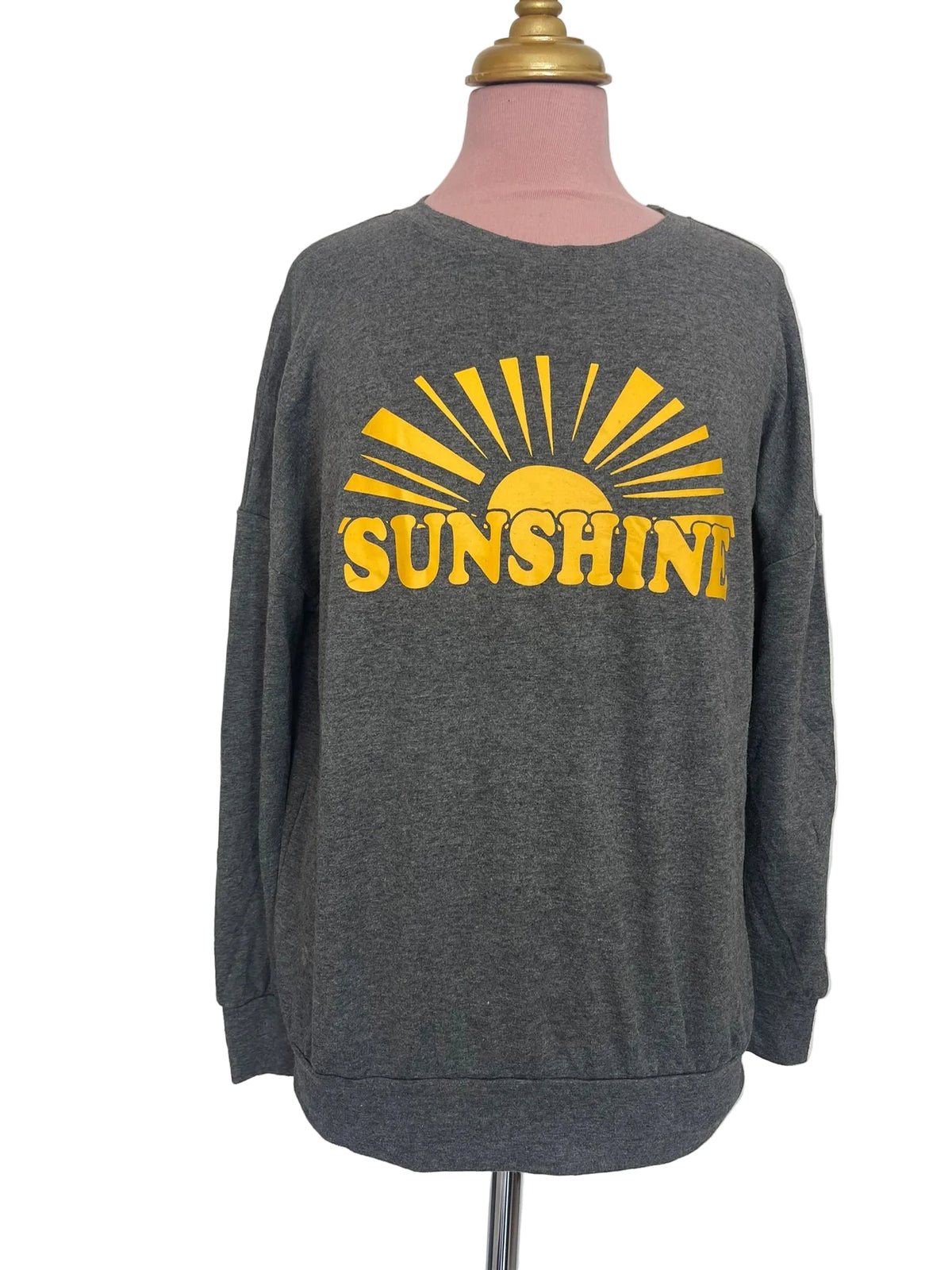 Sweat gris chiné imprimé Sunshine