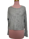 Pull gris chiné côtelé crop