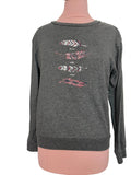 Sweat gris anthracite imprimé plumes Wild and Free