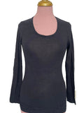 Top noir basique col rond manches longues
