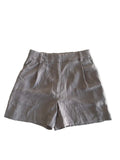 Short tailleur gris perle satiné taille haute