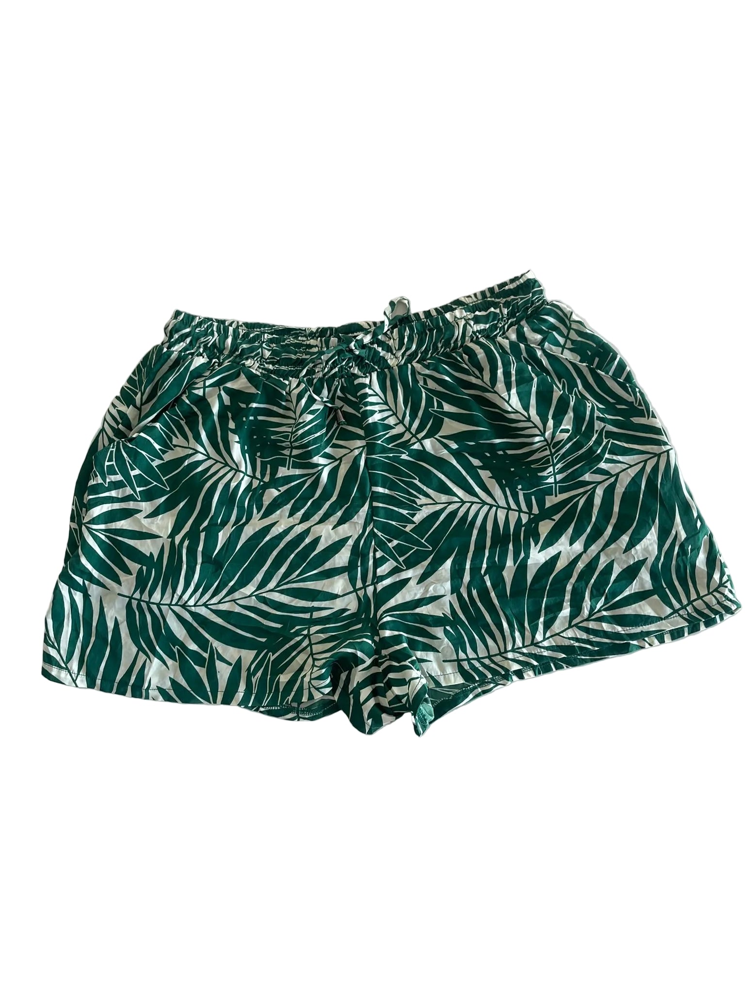Short fluide imprimé tropical vert et blanc
