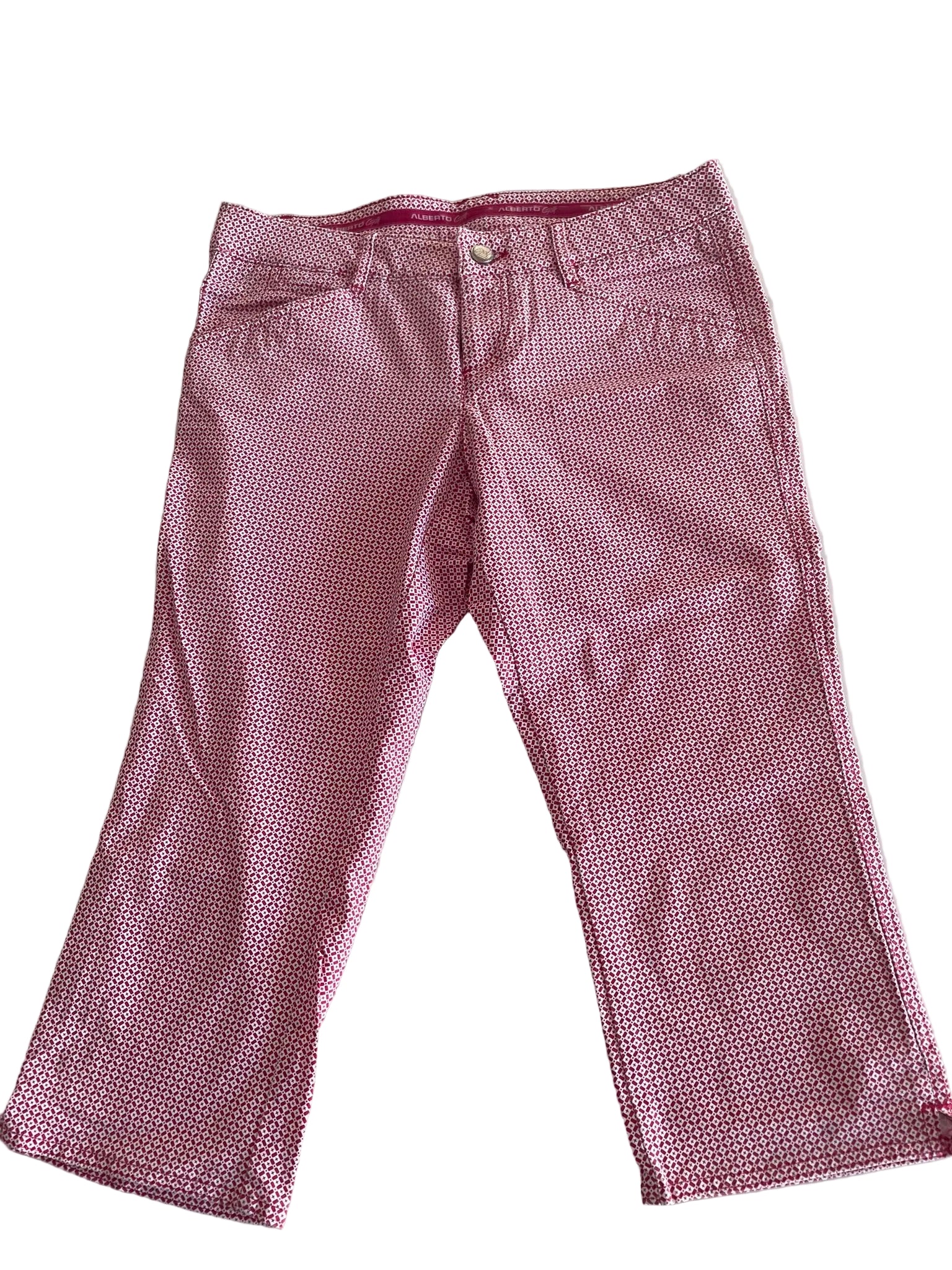 Pantalon 7/8 imprimé géométrique rose fuchsia