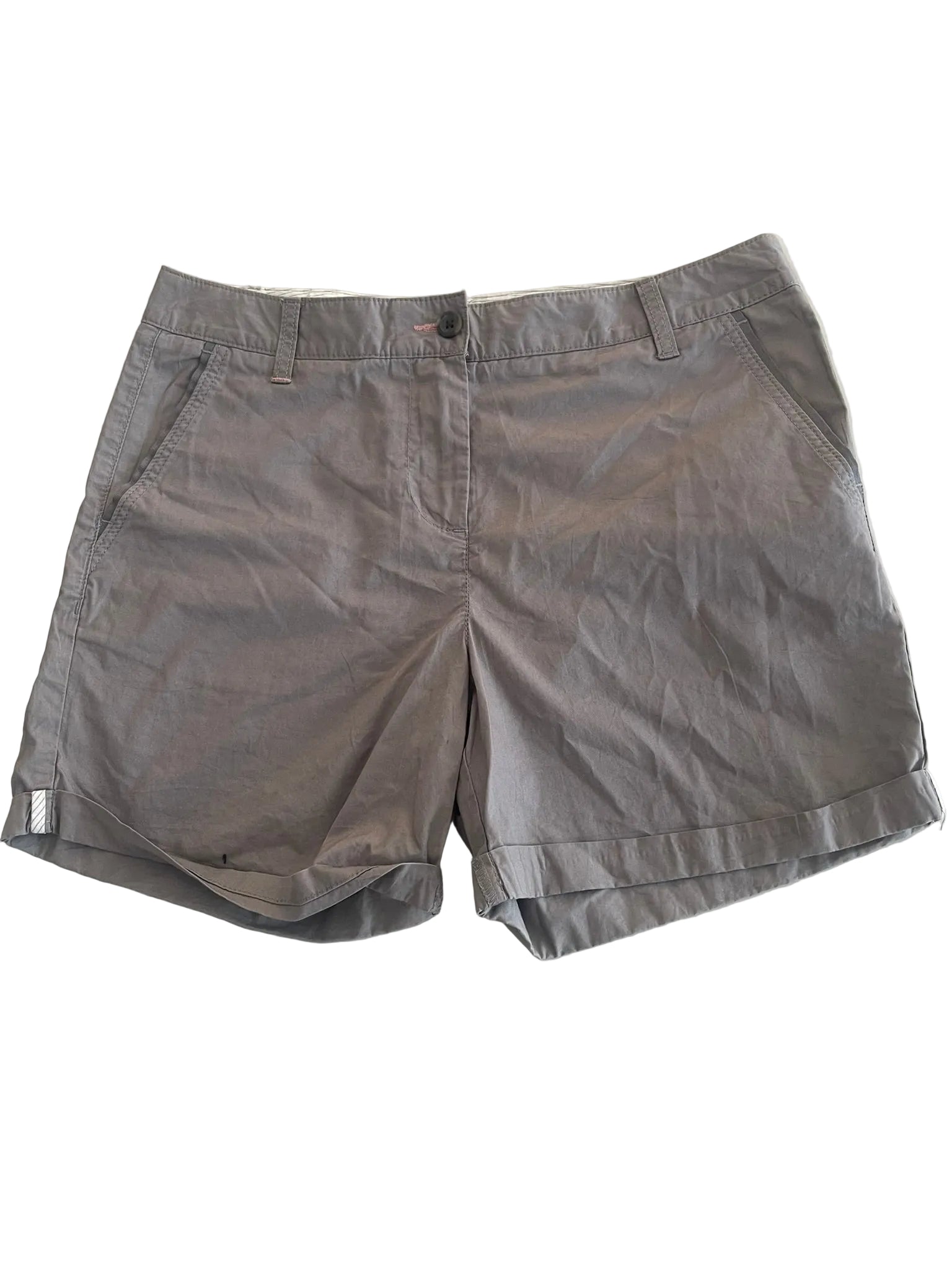Short chino gris chiné ceinture taille mi-haute