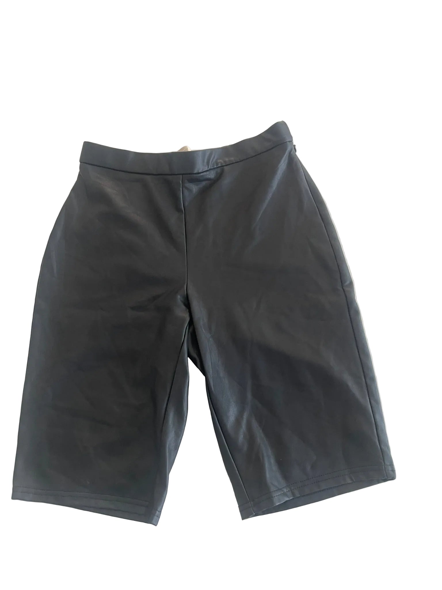 Short cuir synthétique noir long bermuda