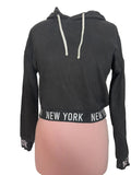 Sweat crop noir à capuche New York