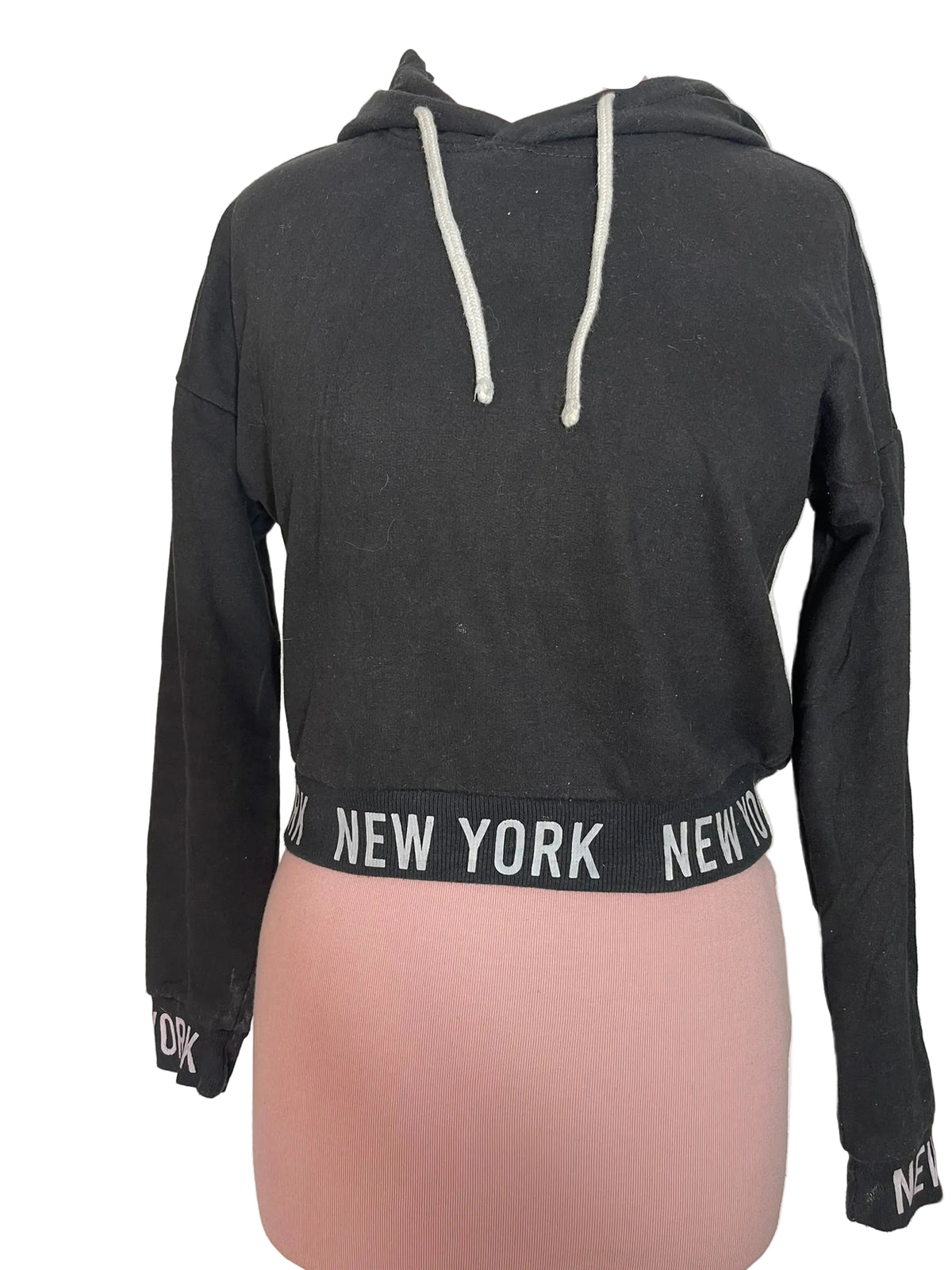 Sweat crop noir à capuche New York