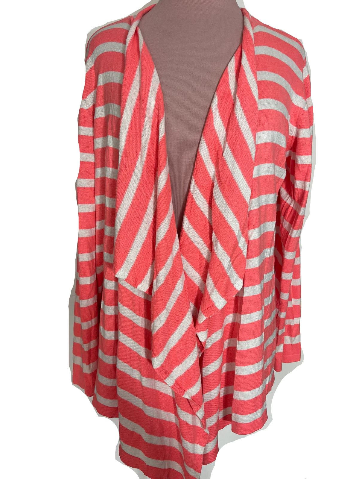 Gilet rayé corail et blanc drapé