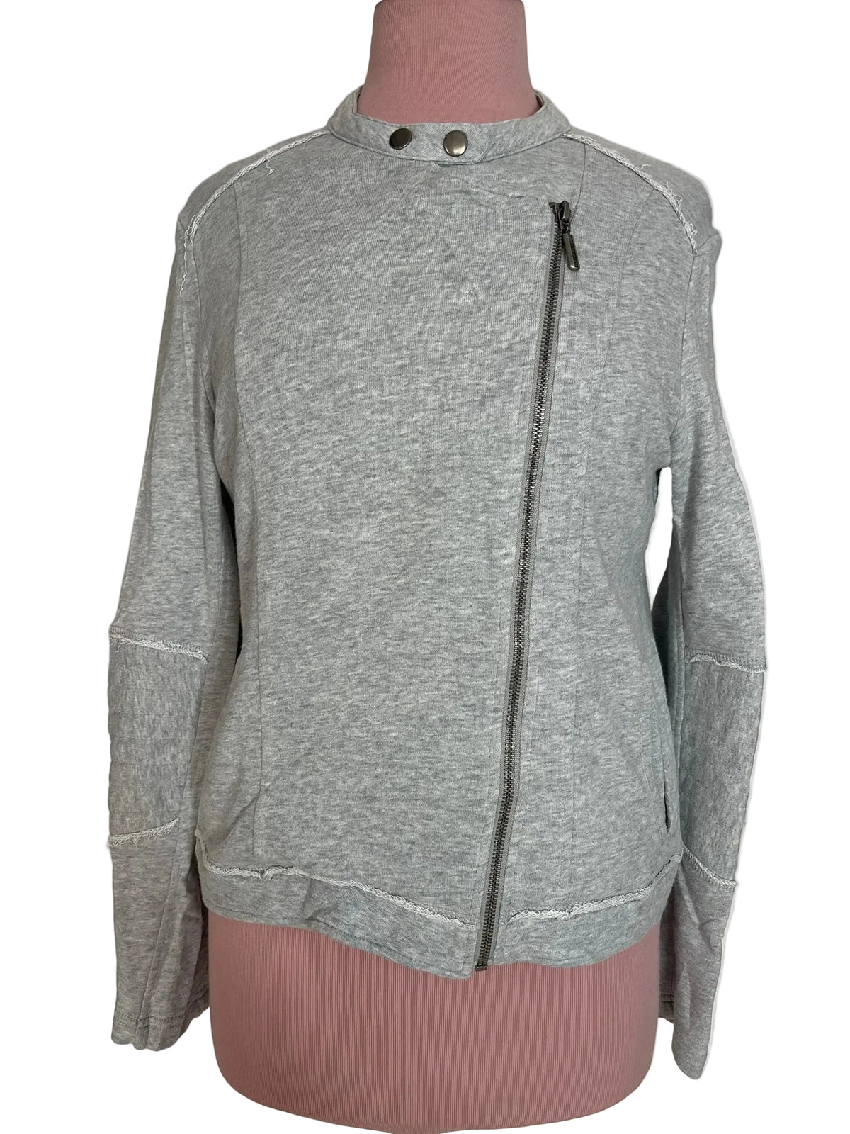 Veste biker grise zippée asymétrique