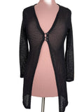 Cardigan long noir ajouré