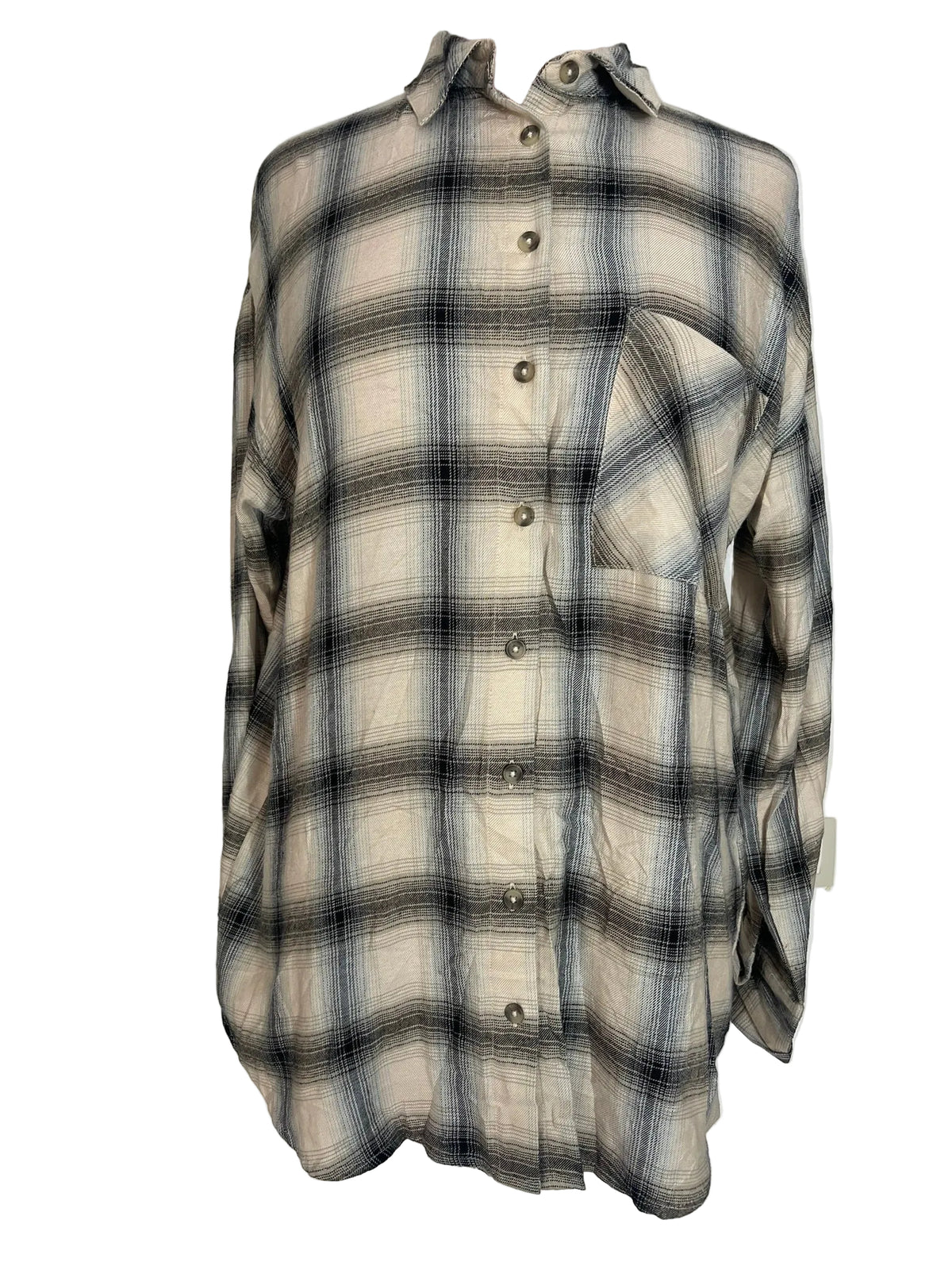 Chemise à carreaux beige oversize