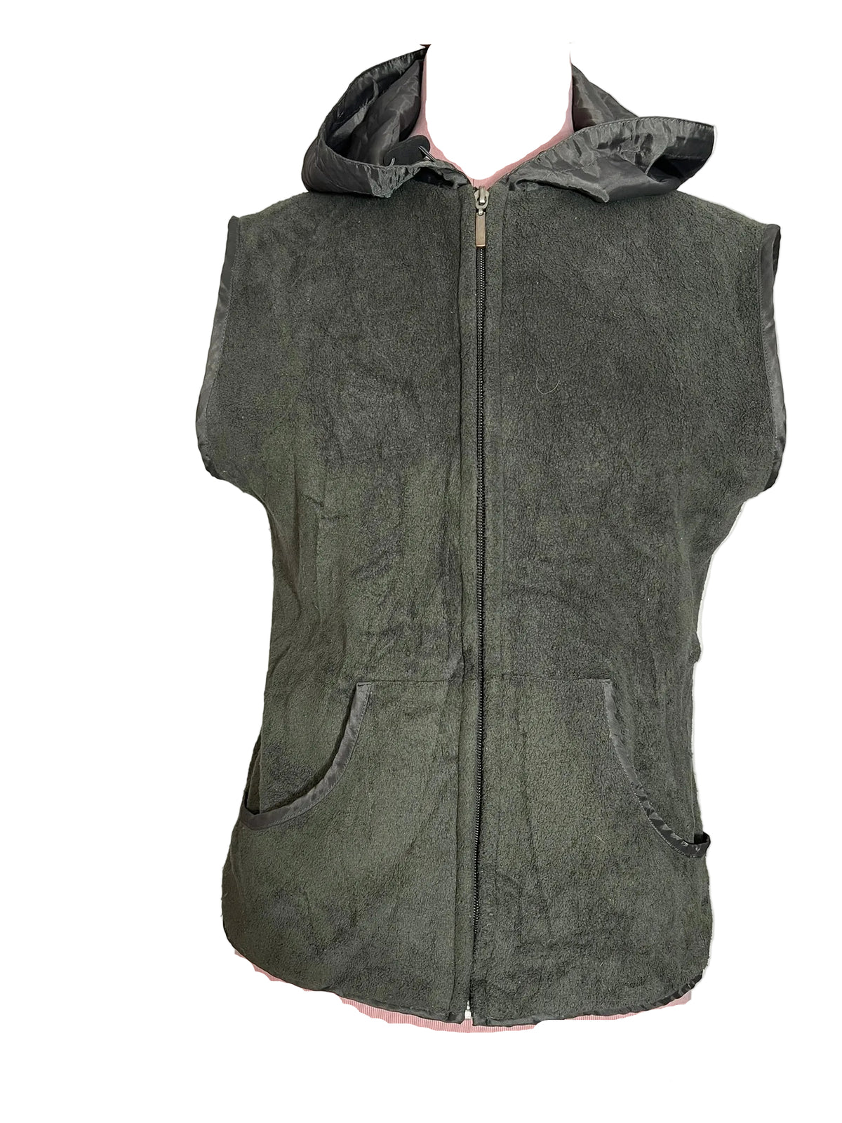 Gilet kaki sans manches à capuche