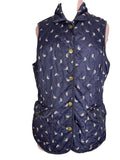 Gilet matelassé bleu marine imprimé oiseaux