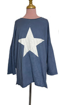 Top bleu marine oversize imprimé étoile
