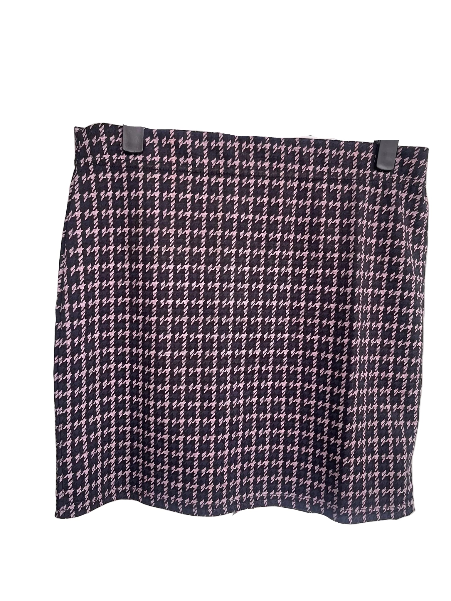 Mini-jupe pied-de-poule noir et rose