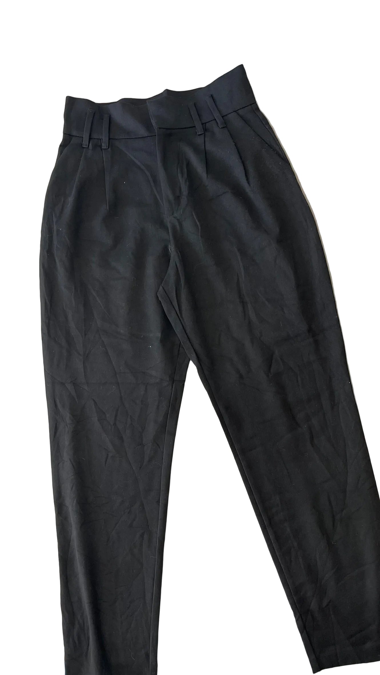 Pantalon tailleur noir taille haute passantes femme