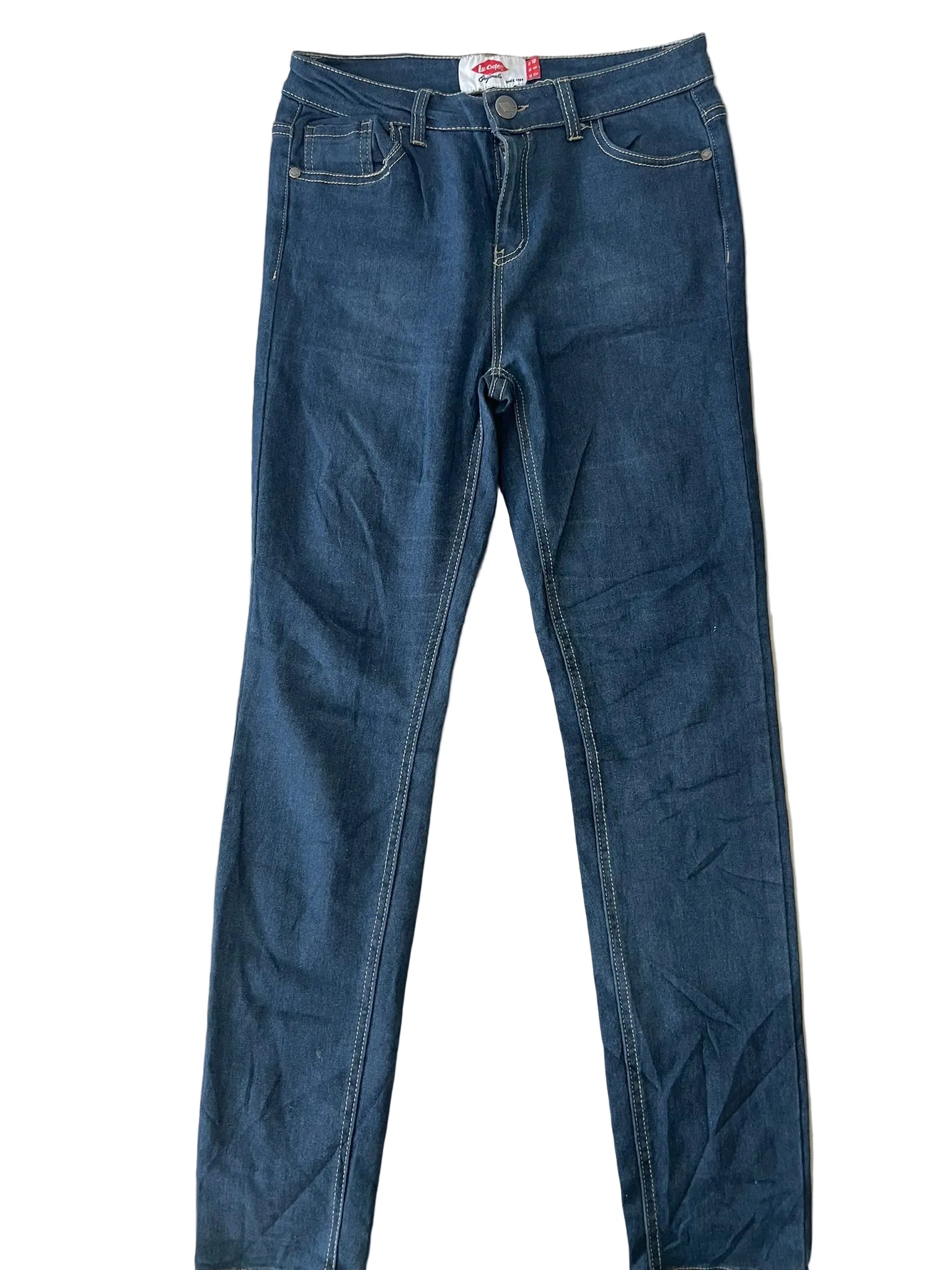 Jean slim bleu brut coutures blanches Lee Cooper femme