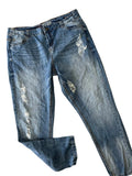 Jean large bleu délavé très déchiré Love Your Denim femme