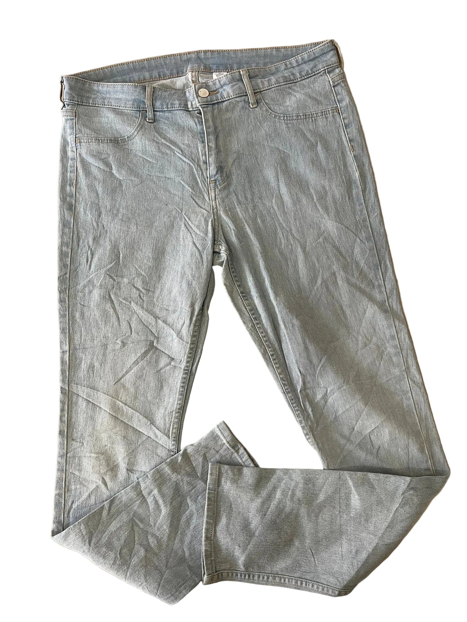 Jean large bleu clair repassé taille basse femme