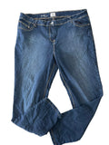 Jean droit bleu foncé surpiqûres dorées JC femme