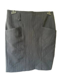 Jupe crayon gris anthracite chevrons poches latérales femme