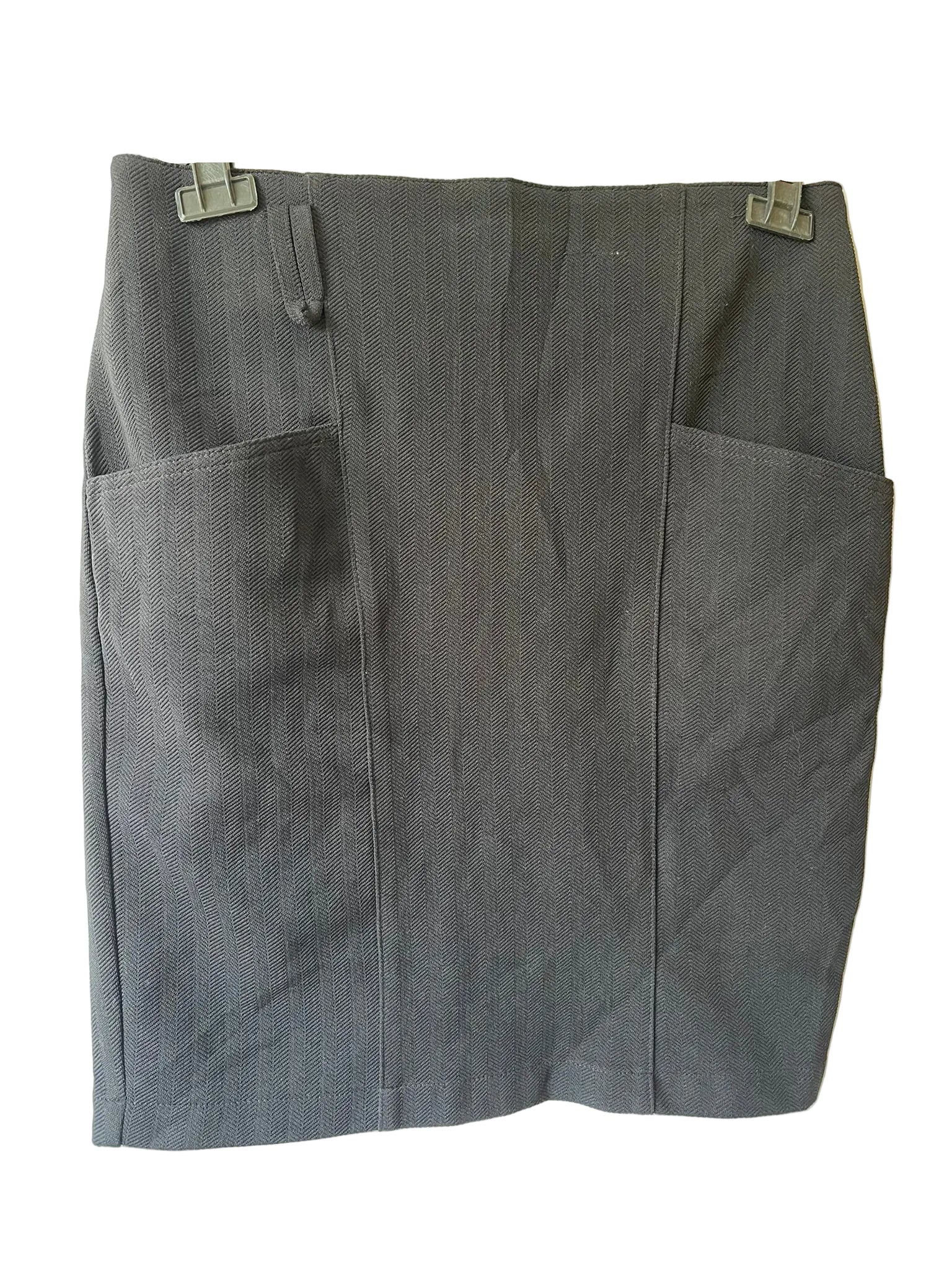 Jupe crayon gris anthracite chevrons poches latérales femme