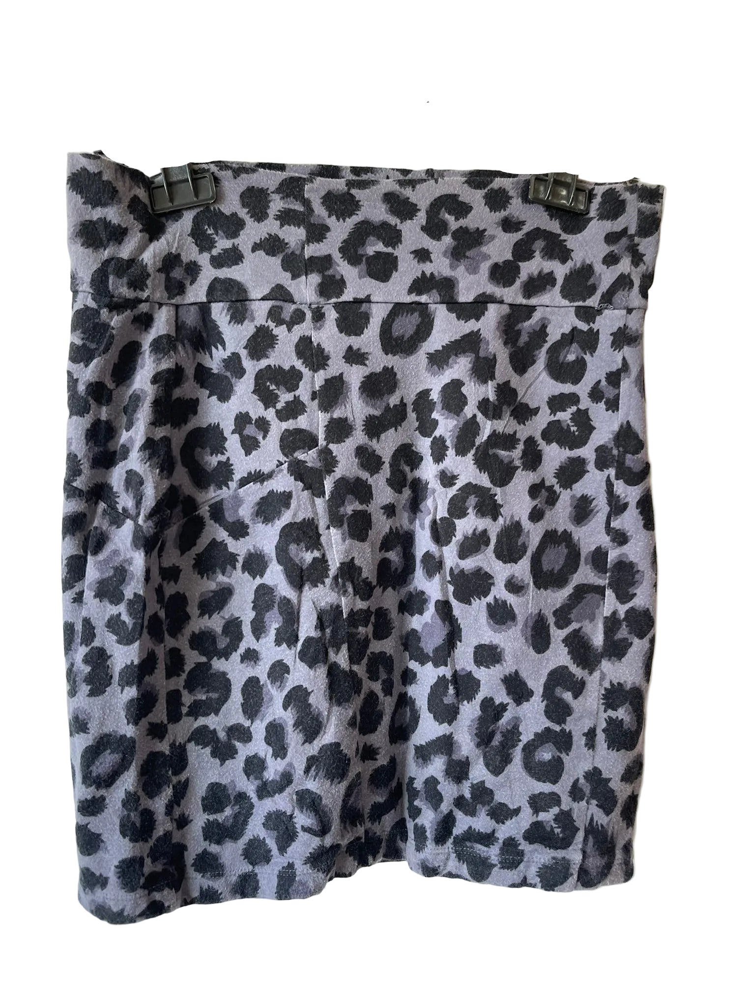 Jupe droite imprimé léopard gris et noir femme