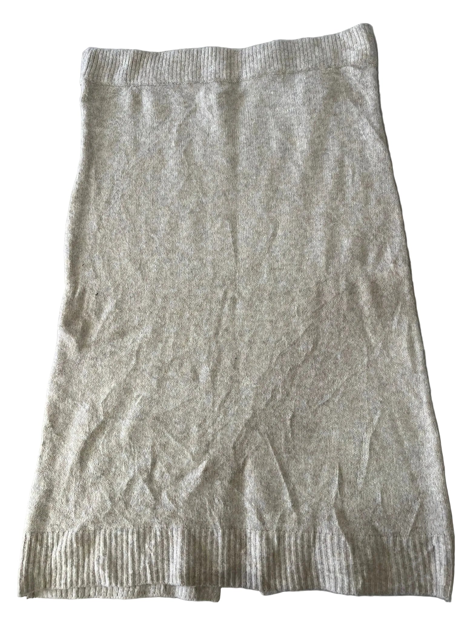 Jupe tricot beige écru ceinture et bas côtelés femme