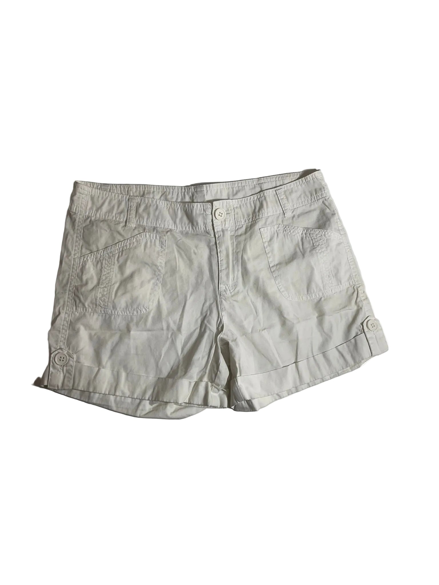 Short blanc lin grandes poches femme
