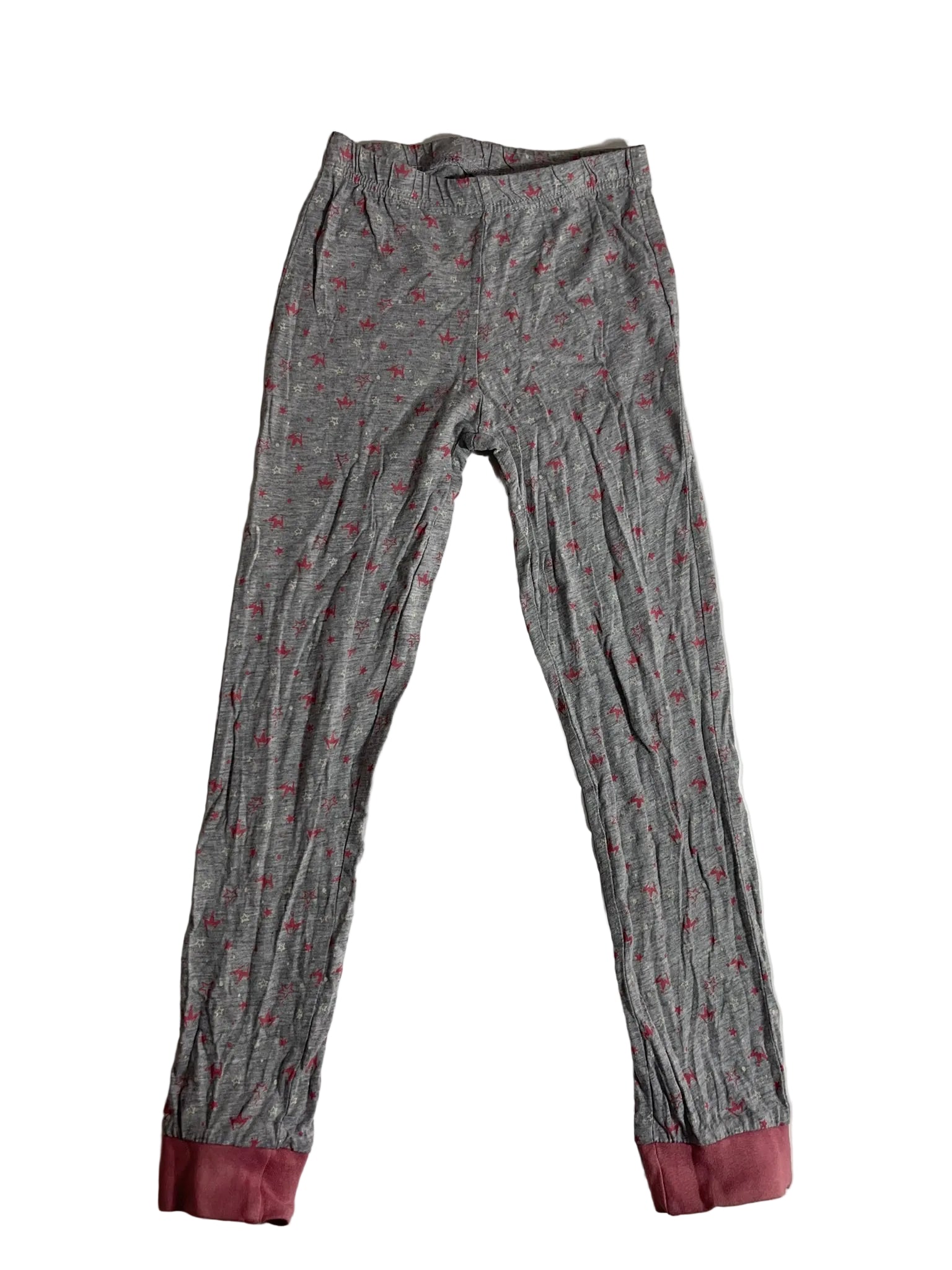 Pantalon pyjama gris imprimé licornes roses enfant fille