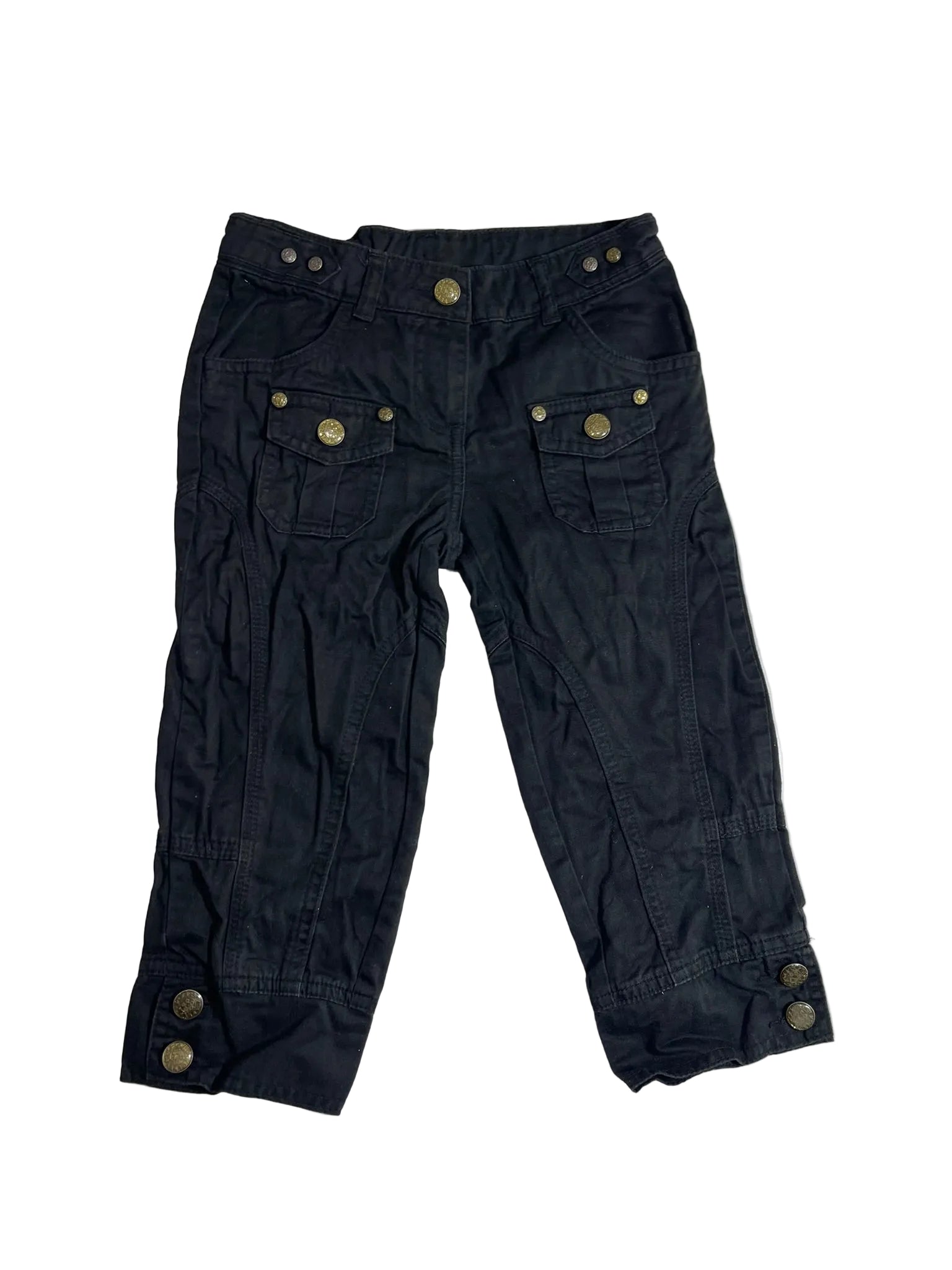 Pantacourt noir boutons dorés militaire fille