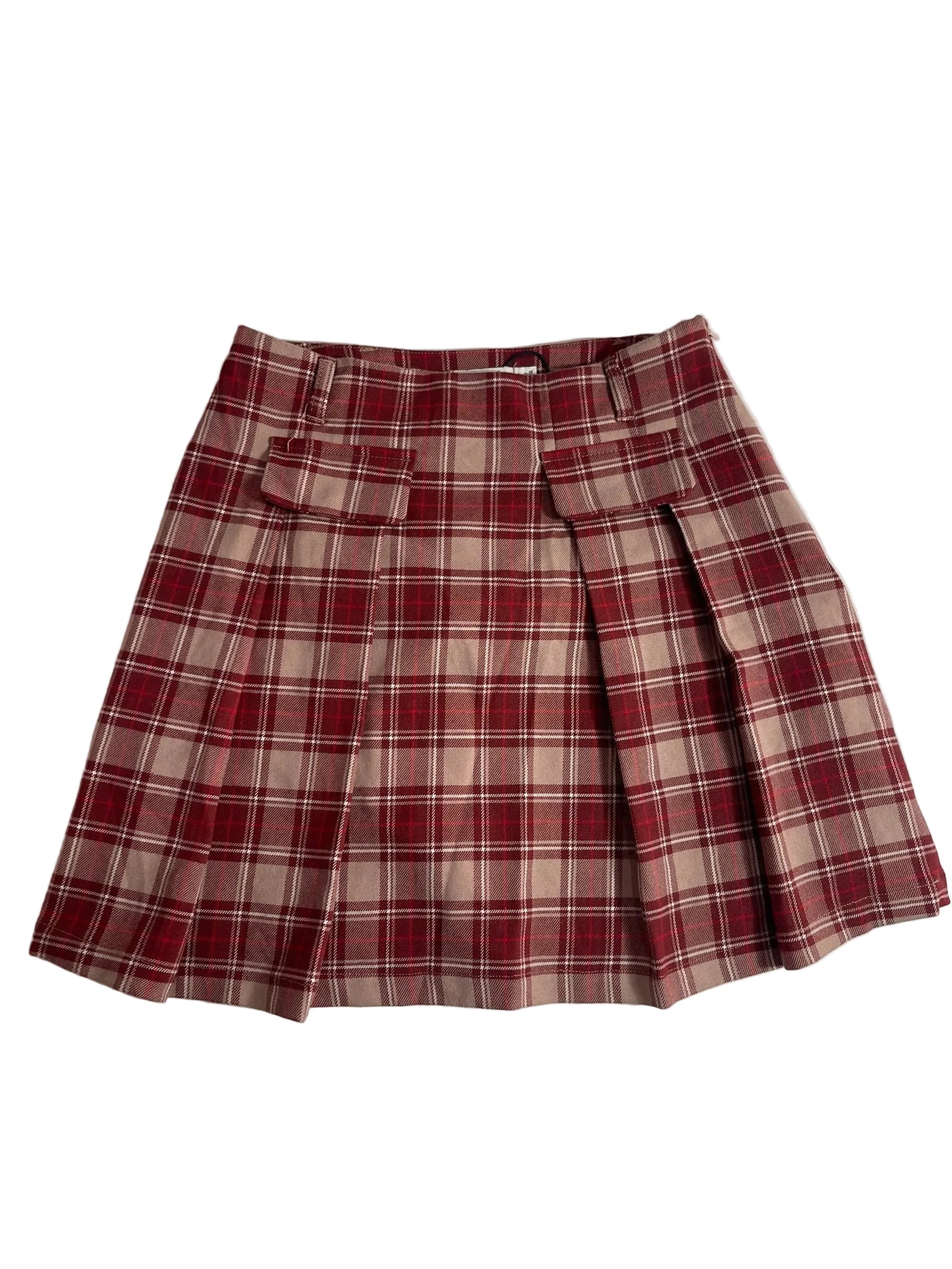 Jupe plissée tartan rouge et beige enfant