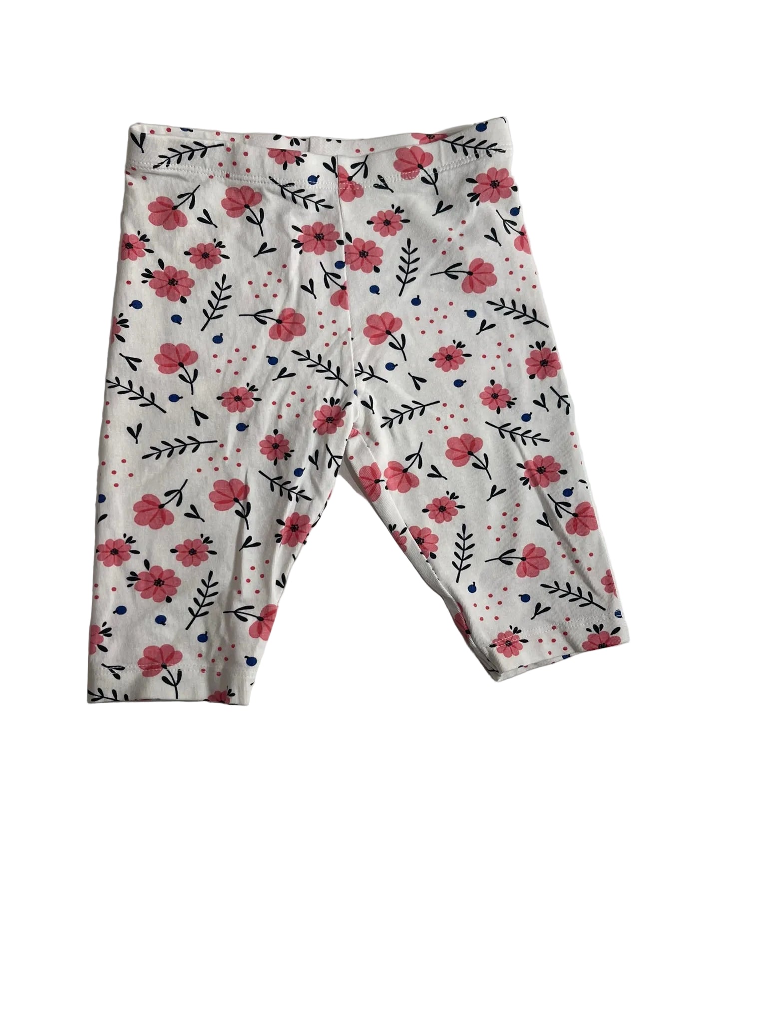 Legging blanc imprimé fleurs roses bébé
