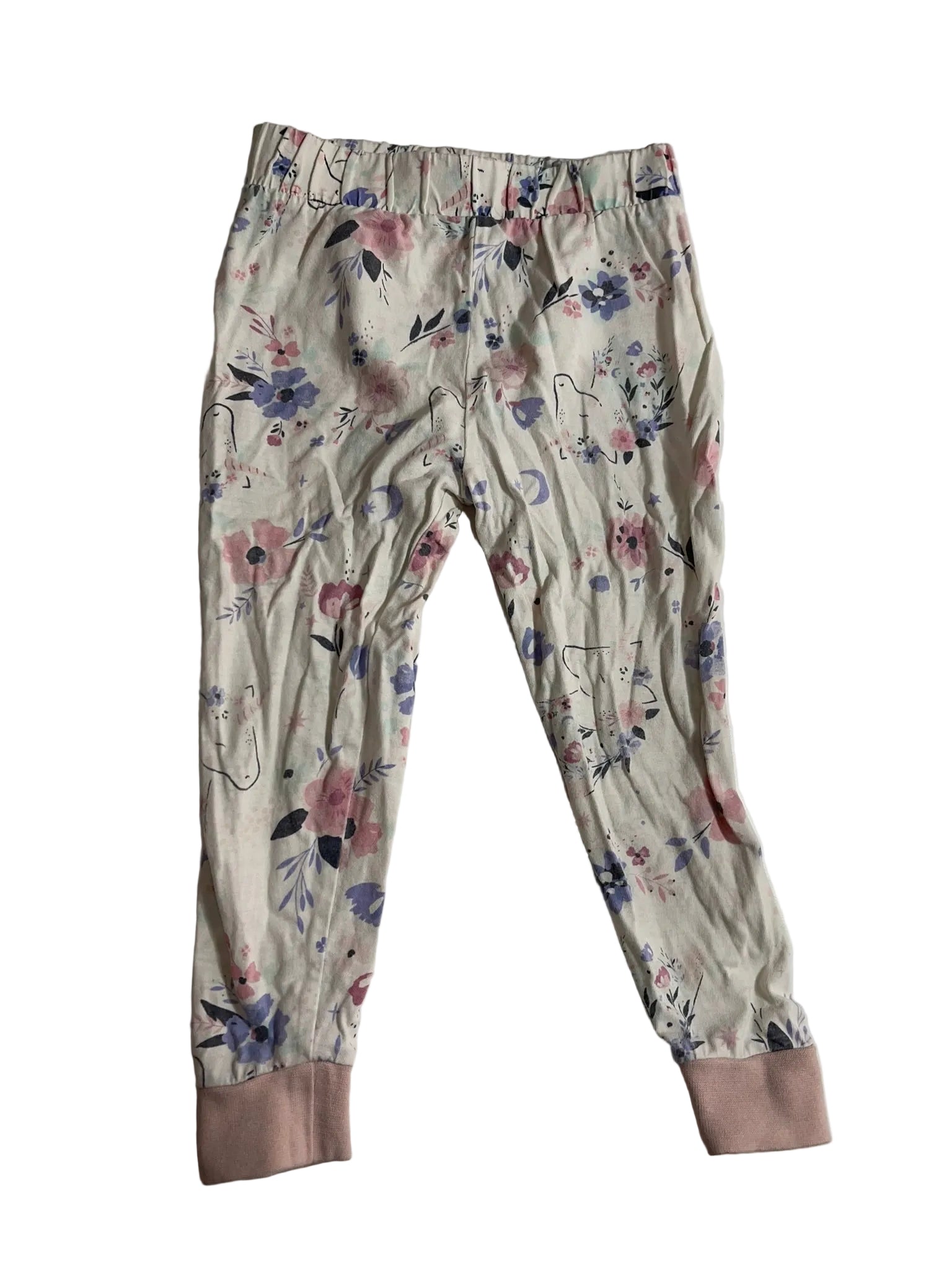 Pantalon pyjama crème floral licornes bébé