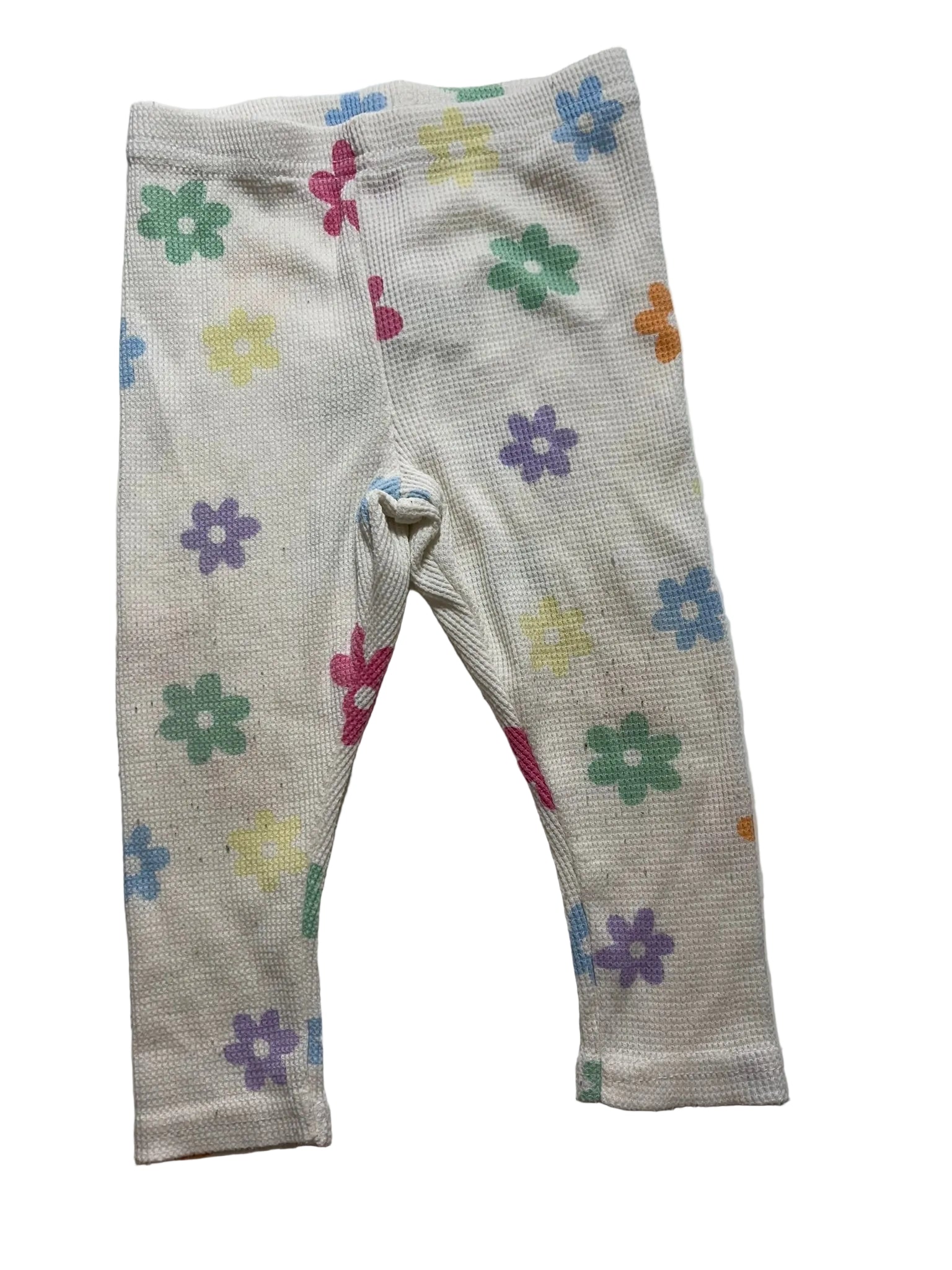 Legging bébé blanc waffle fleurs multicolores
