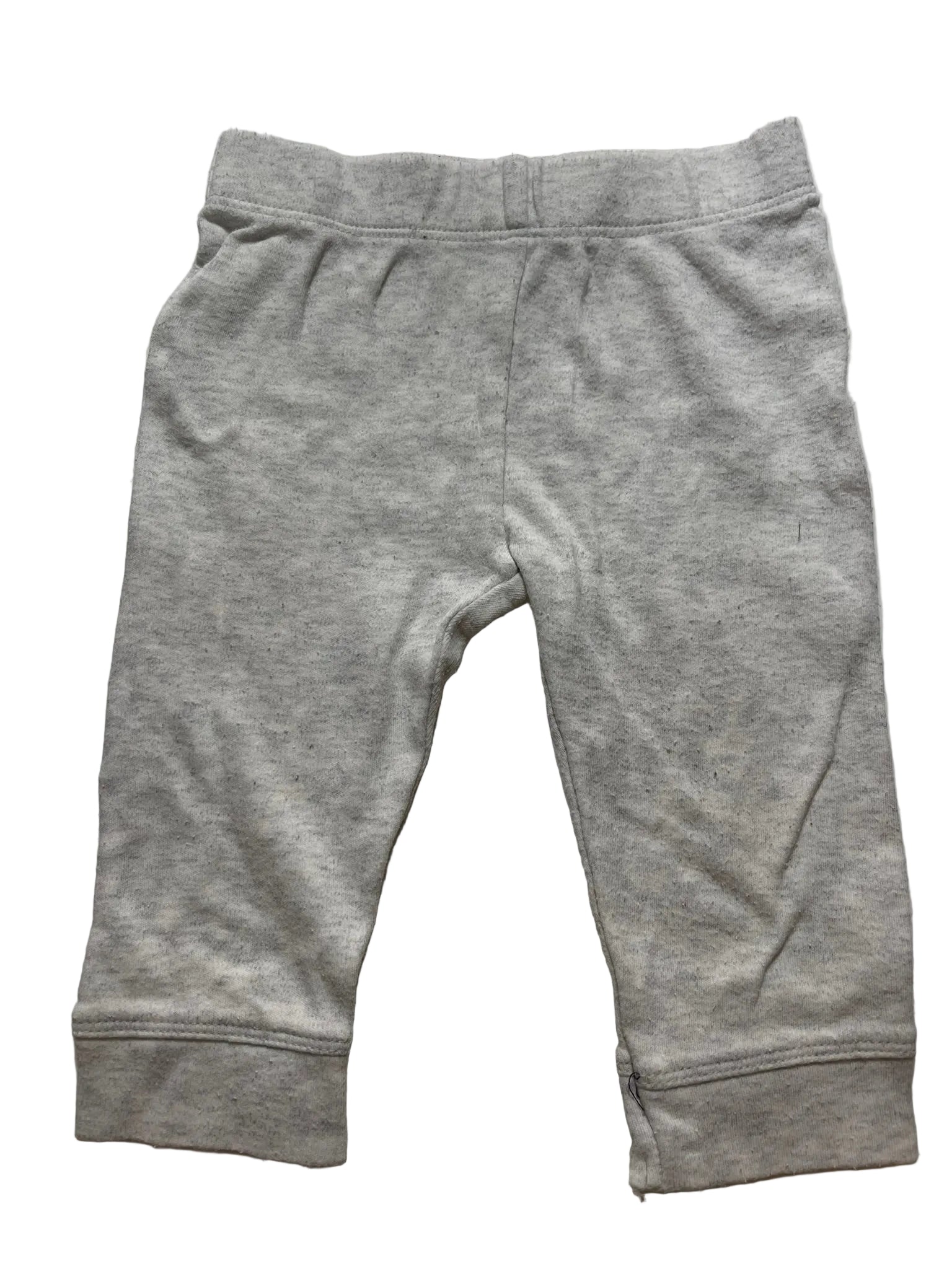Pantalon bébé gris clair chiné jersey poignets côtelés