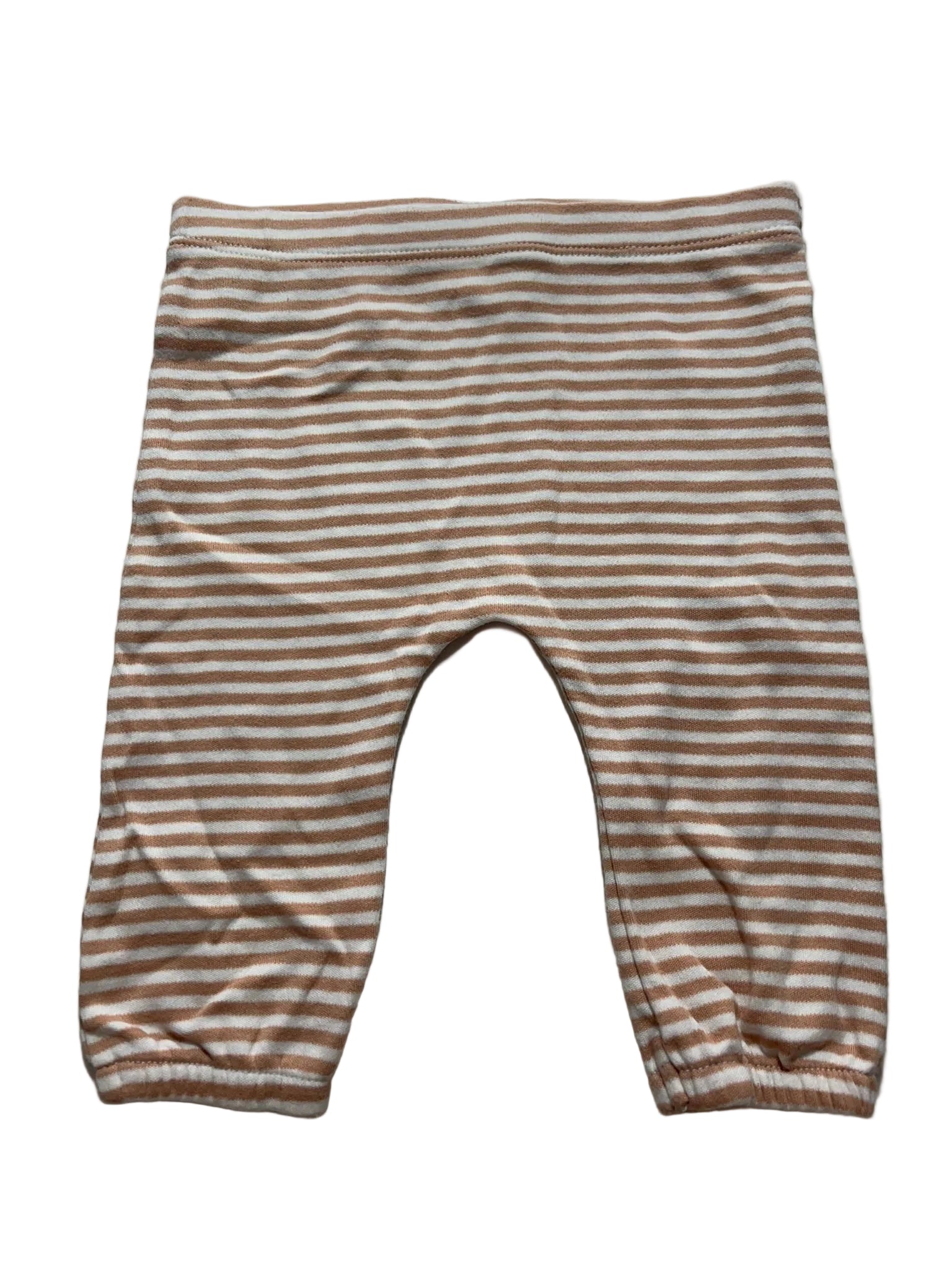 Legging bébé rayé beige caramel et blanc