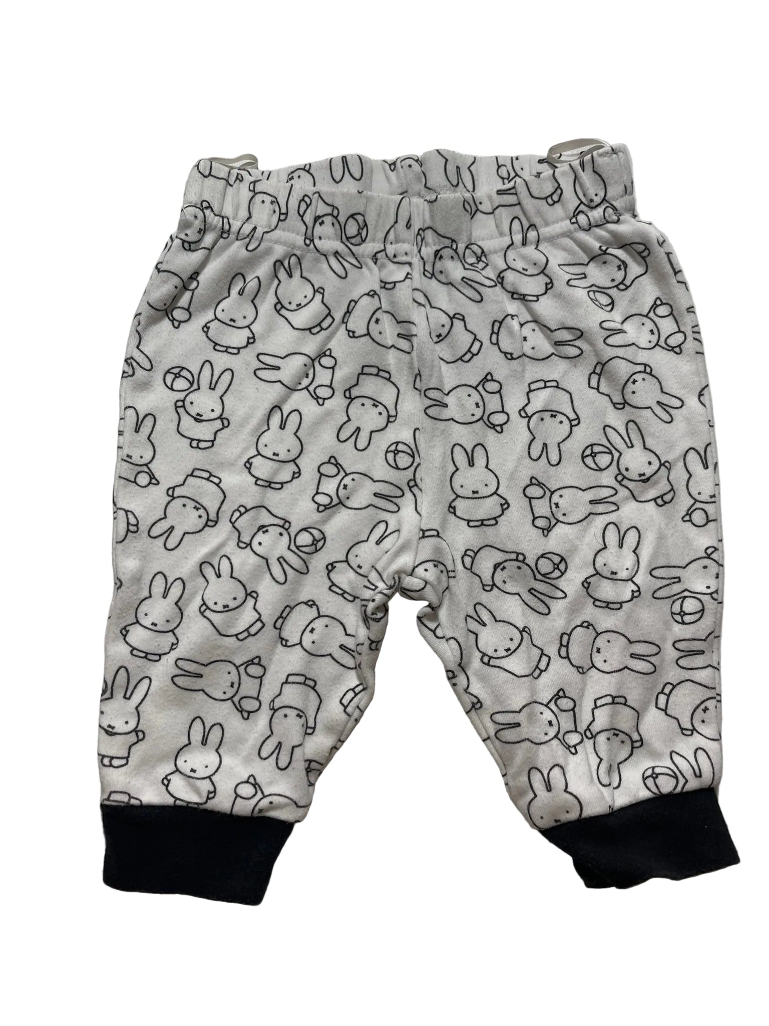 Pantalon bébé blanc imprimé lapins noirs