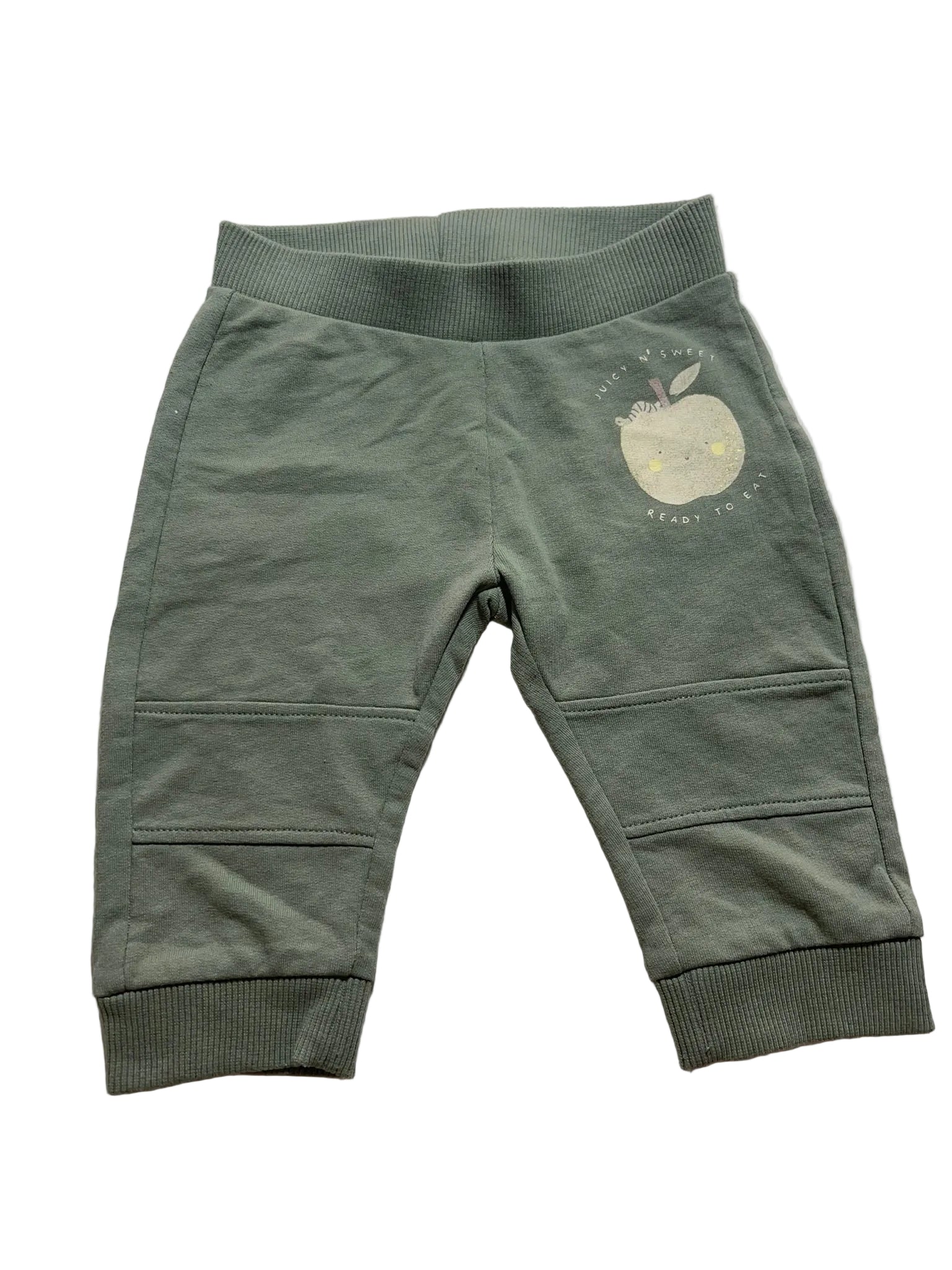 Pantalon jogging bébé vert sauge imprimé pomme Juicy N Sweet
