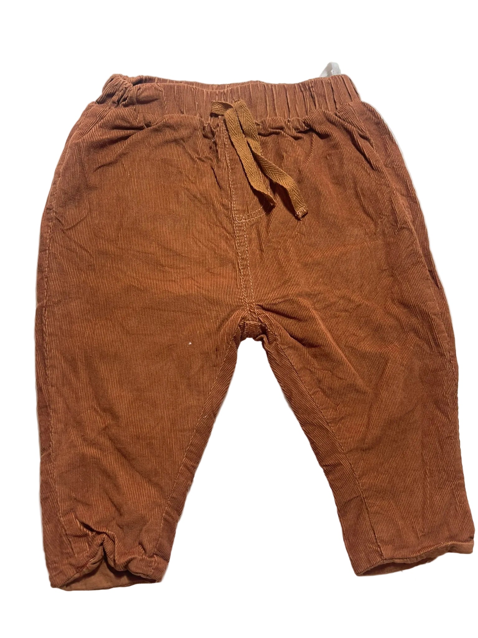 Pantalon velours côtelé bébé caramel brun cordon