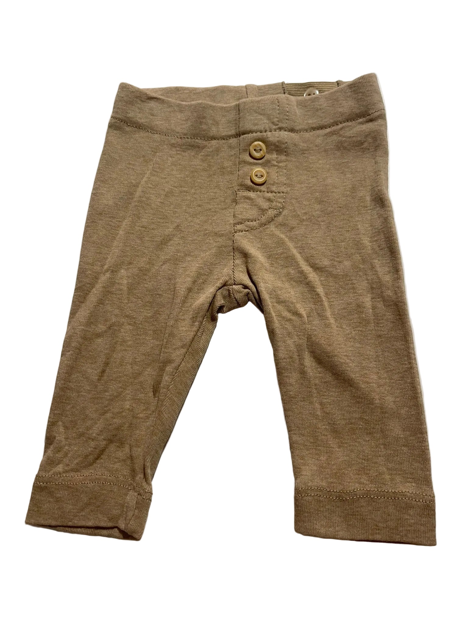 Legging bébé beige sable chiné boutons décoratifs poignets côtelés