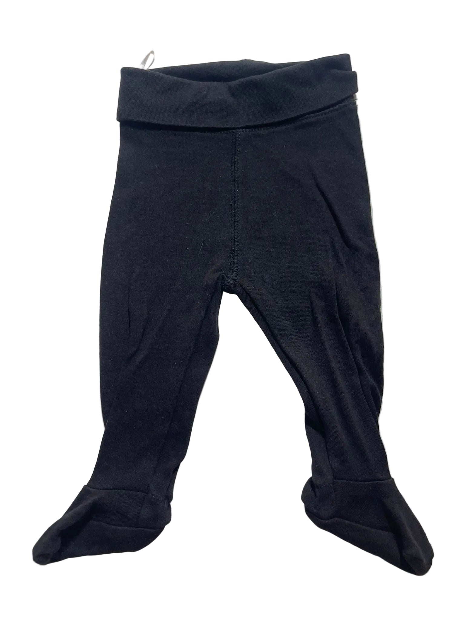 Pantalon bébé noir avec pieds intégrés ceinture repliable