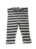 Legging bébé côtelé rayé blanc et marine cordon