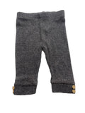 Legging bébé gris anthracite côtelé boutons beiges en bas
